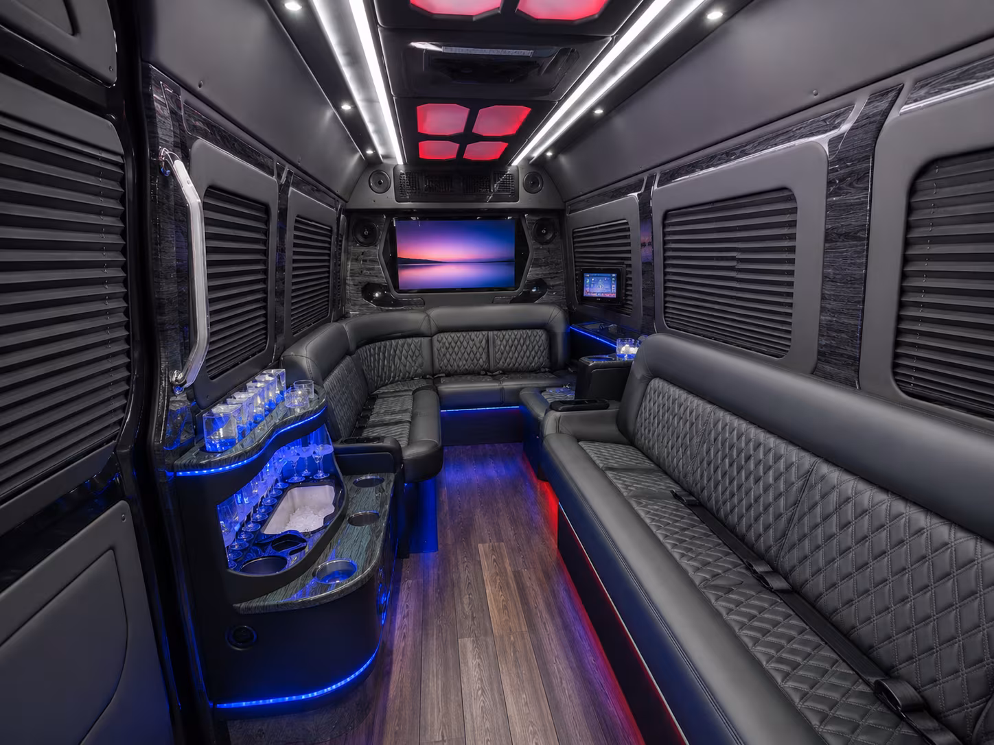 alameda 28 passenger party bus interior